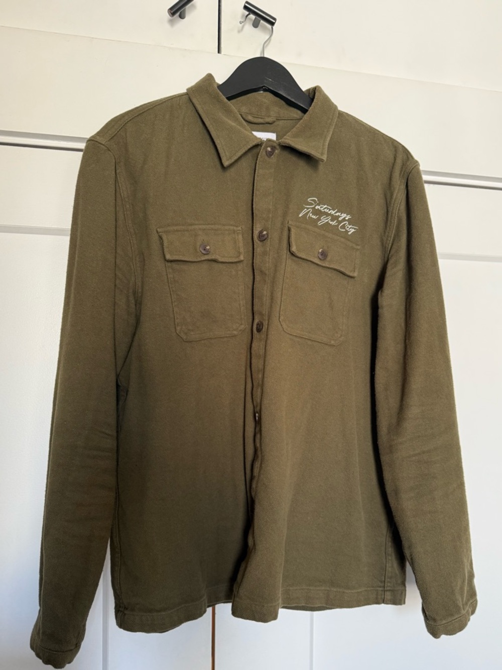 Saturdays New York City Olive Green Button-Up Shirt Jacket